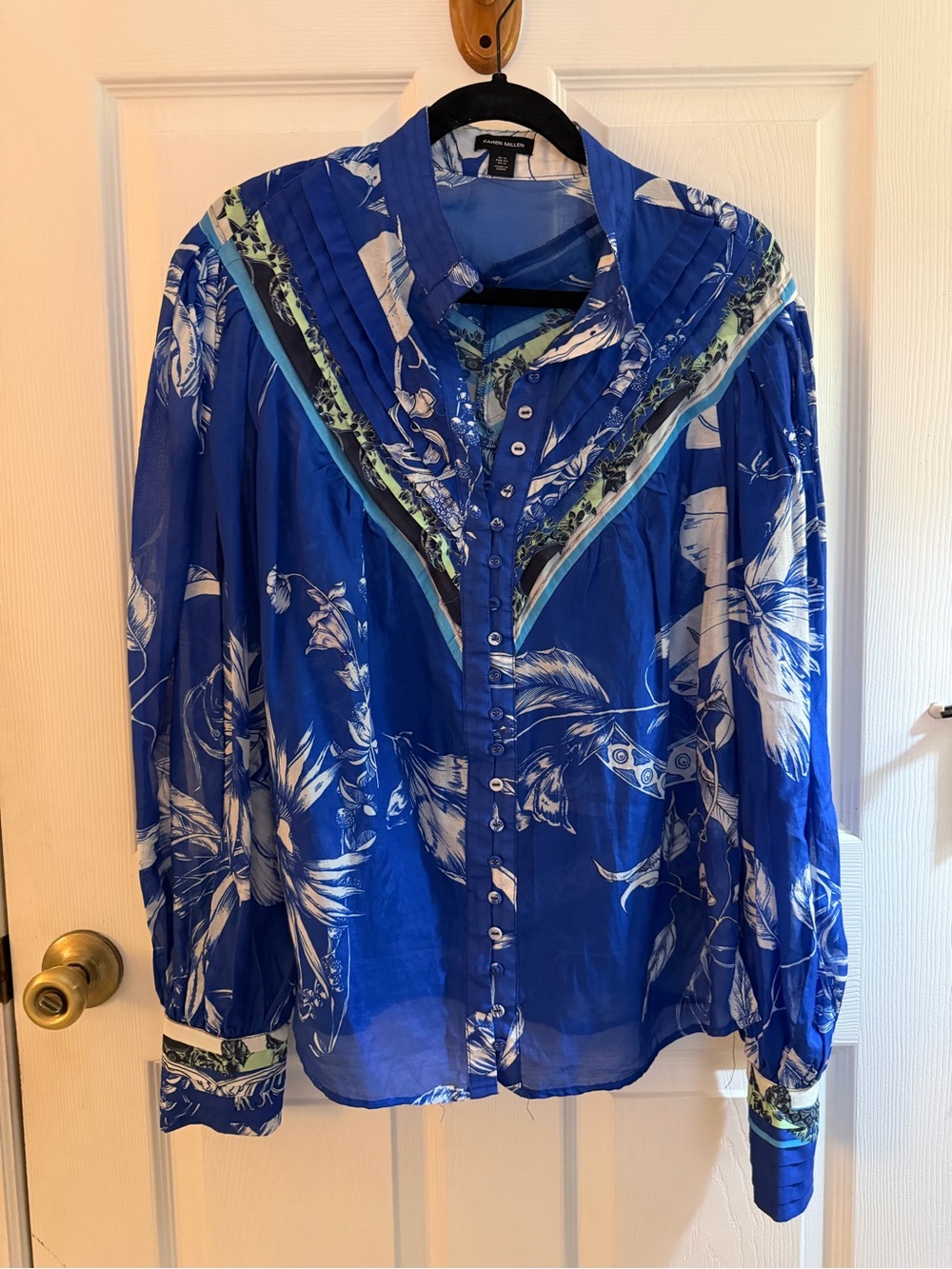 Karen Millen Floral Balloon Sleeve Blouse